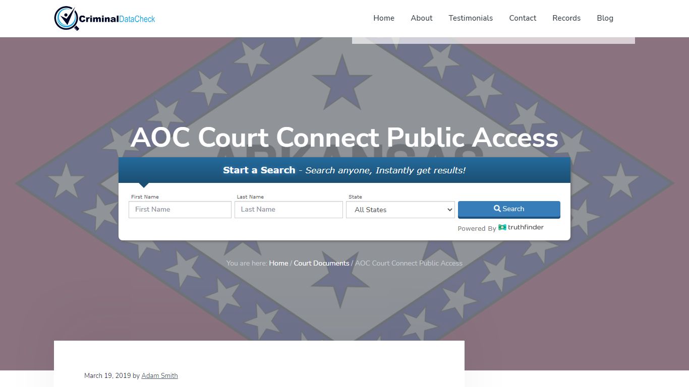 AOC Court Connect Public Access - Criminal Data Check